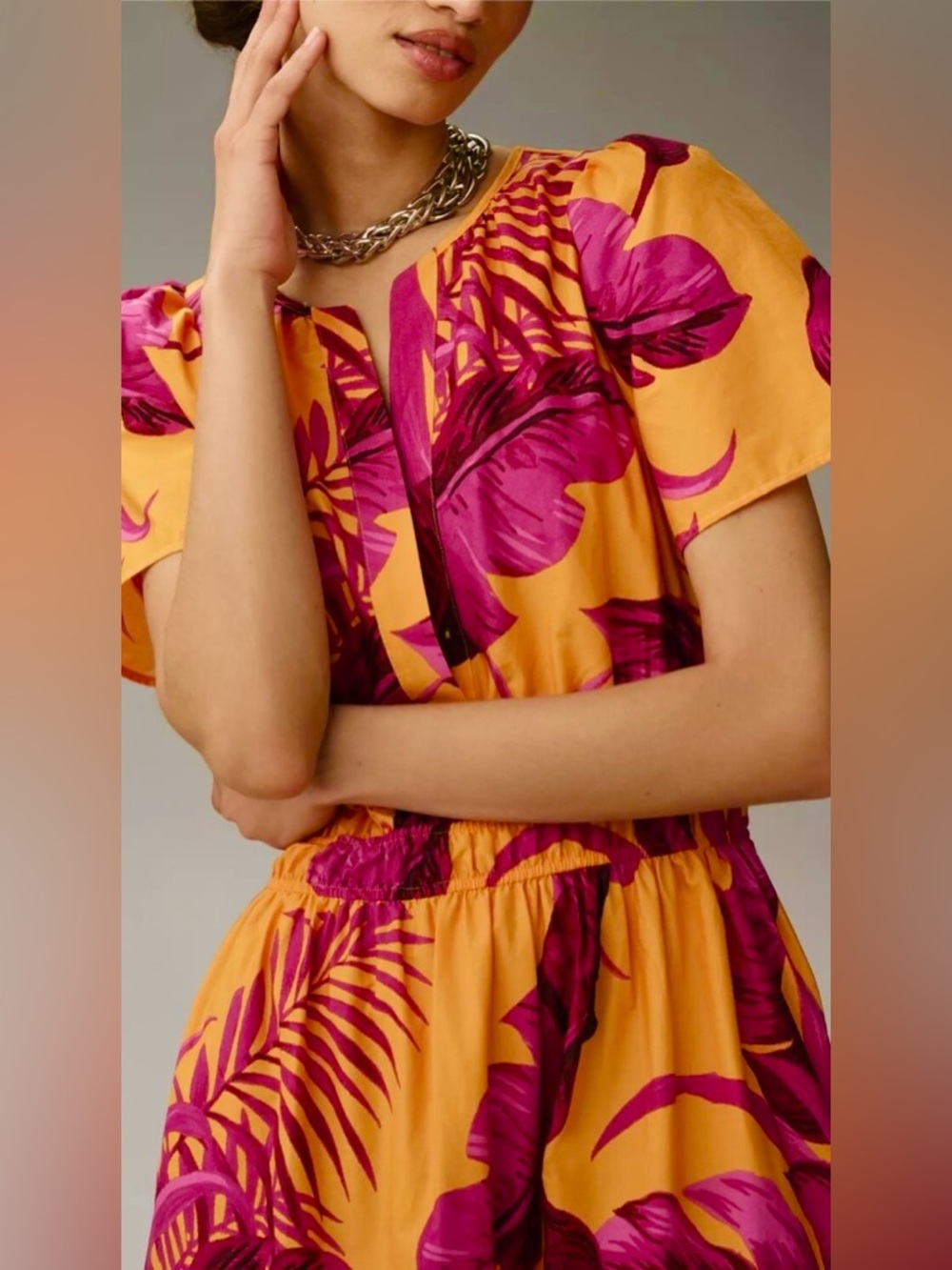 Anthropologie Somerset printed Papaya cotton maxi dress. Small - Picture 1 of 2